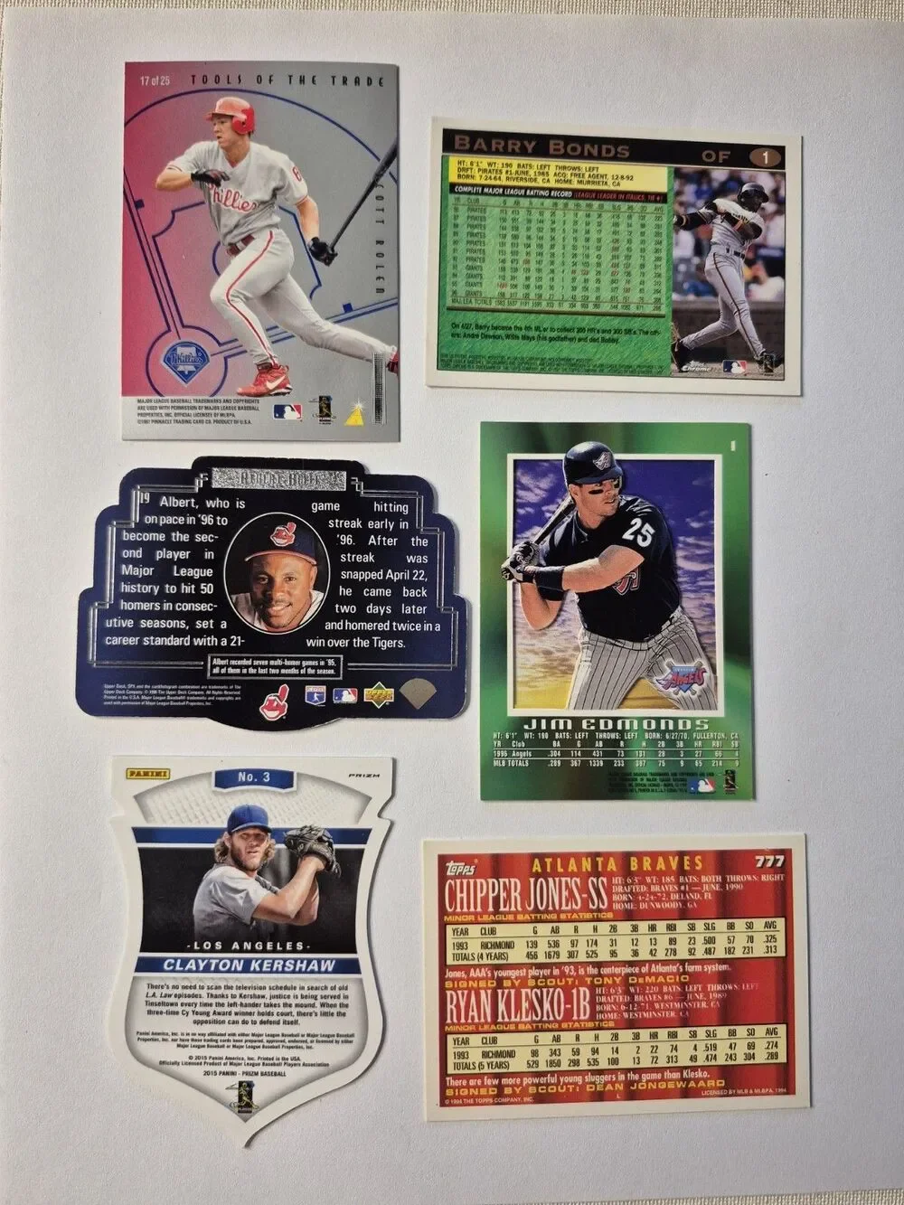 MLB Baseball Card Lot Barry Bonds Topps Chrome Clayton Kershaw Prizm Chipper...